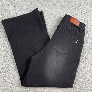 Genleck Wide Leg Baggy Crop Jeans Womens 4 Black Designer Modern